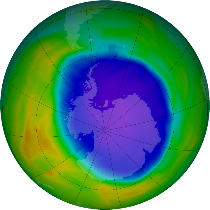 Antarctic ozone map for 25 October 1999